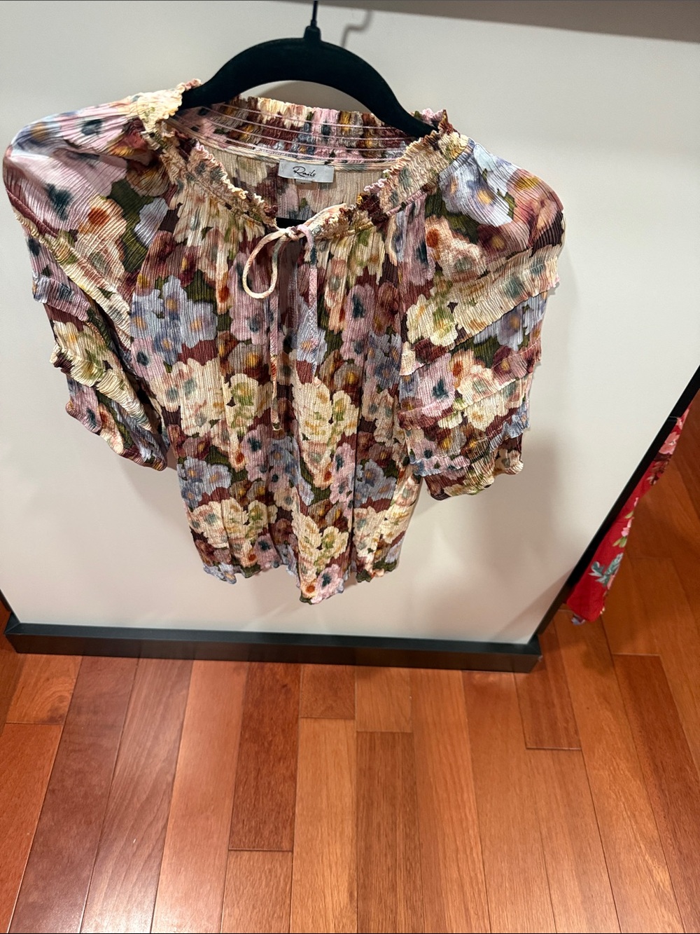 Rails Floral Smocked Puff-Sleeve Blouse - Cream, Brown, Green, Blue